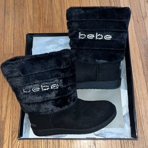 BEBE LAURELY FAUX SHEARLING BOOTIES